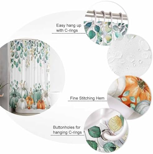 ZOE GARDEN Green Pumpkin Bathroom Set with Shower Curtain Rug and Accessories