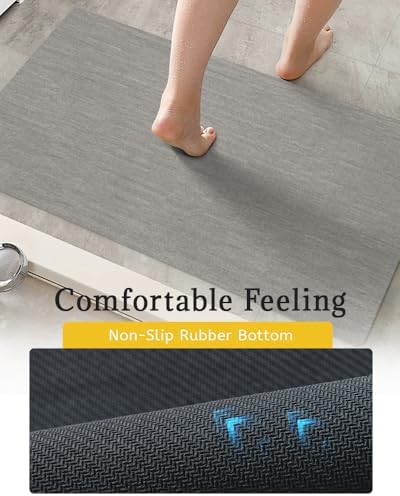 Mecko Light Grey Bath Mat Rug 16x24 Non-Slip Quick Dry Absorbent