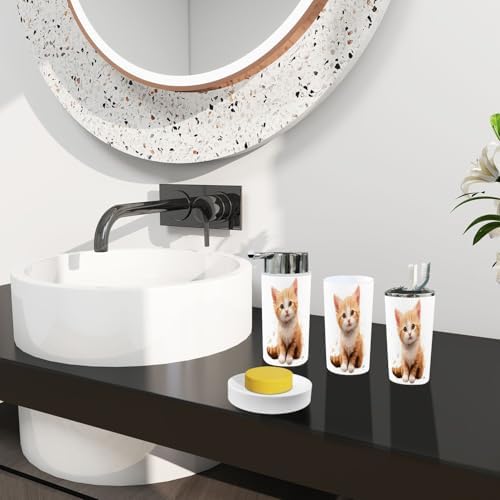 Boho Cute Orange Cat Bathroom Accessories Set of 6
