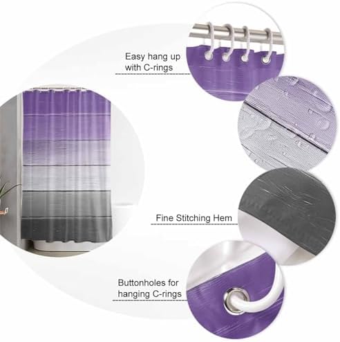 ZOE GARDEN Purple Grey Bathroom Set with Curtain Rug and Accessories