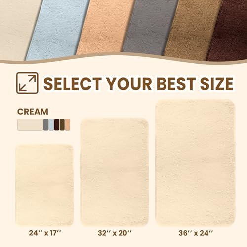 TECHMILLY Fluffy Bath Rug Mat 24x17 Cream