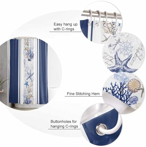 ZOE GARDEN Coastal Navy Bathroom Set with Rug and Accessories