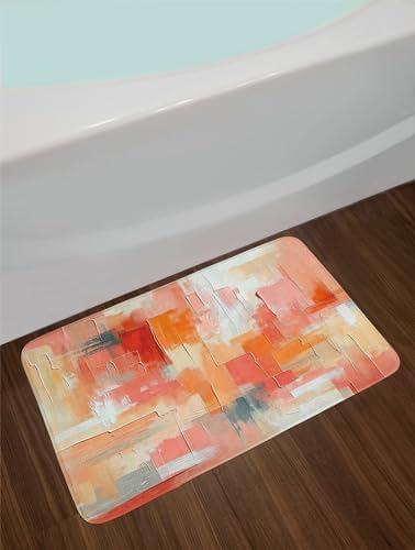 Ambesonne Peach Bath Mat - Rectangle Grunge Art Design