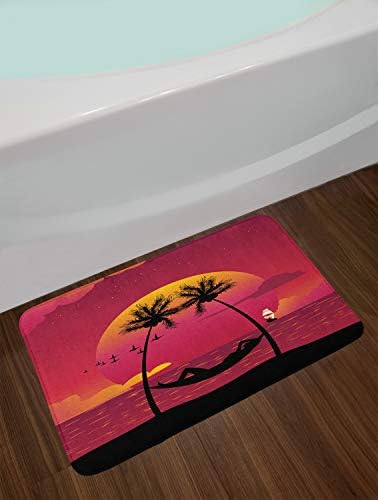 Ambesonne Island Bath Mat - Dark Coral Orange