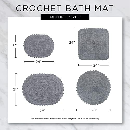 DII Crochet Bath Mat Reversible Round 275 Inch White 1