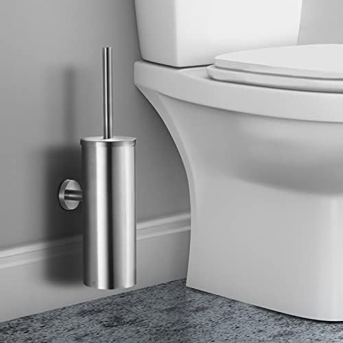 TINYROW Toilet Brush with Holder Brushed Nickel Wall Mounted