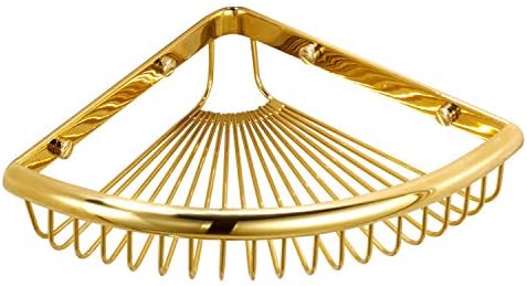 Glossy Brass Shower Caddy with Corner Storage