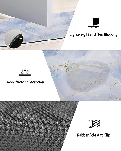 2PCS Non-Slip Diatomite Bath Mats Set with Gold Line Design