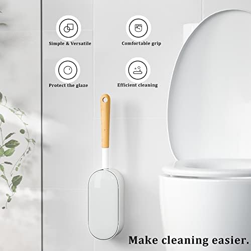 ERGONOW Toilet Brush with Holder and Lid 40cm Curved Design