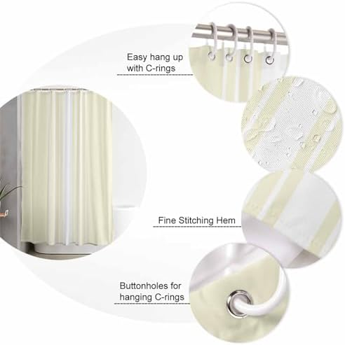 ZOE GARDEN Cream White Bathroom Set with Shower Curtain and Rug Accessories