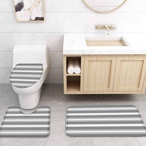 ZOE GARDEN Grey White Bathroom Set with Curtain Rug and Accessories