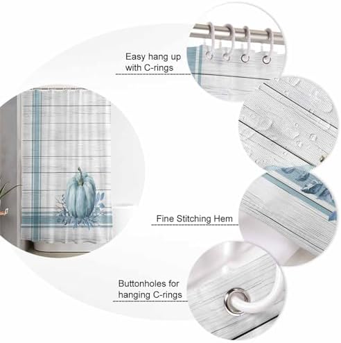 ZOE GARDEN Blue Pumpkin Bathroom Set with Curtain Rug and Accessories