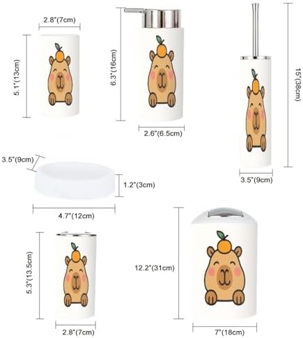 Boho Cute Capybara Bathroom Accessory Set 6 Piece