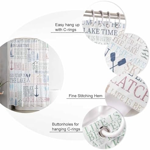 Coastal Nautical Bathroom Set with Curtain Rug and Accessories