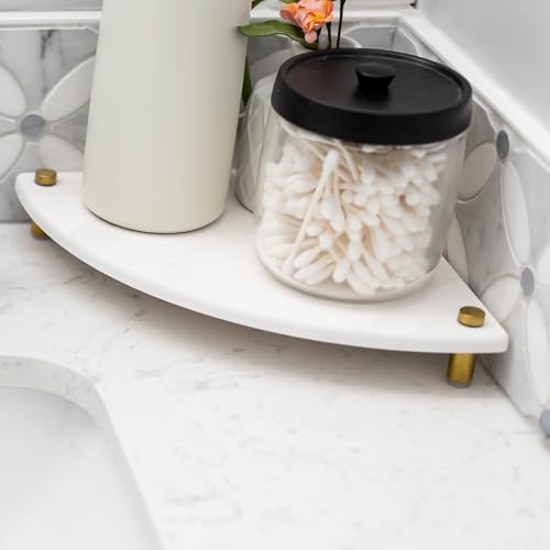 Corner Sink Caddy with Marble Print for Quick Drying