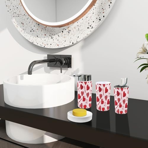 TRANQDEHOM 6 Piece Boho Valentine Bathroom Accessory Set