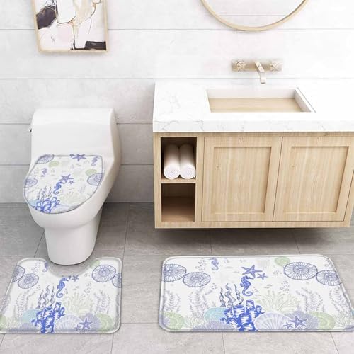 ZOE GARDEN Coastal Purple Bathroom Set with Shower Curtain Rug and Accessories