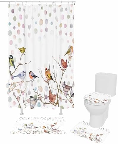 ZOE GARDEN Brids White Bathroom Set with Rug and Accessories