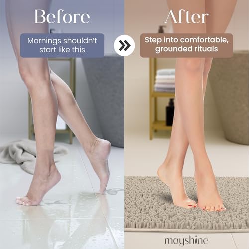 MAYSHINE Plush Chenille Bath Mat 24x17 Beige