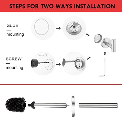 TINYROW Toilet Brush with Holder Brushed Nickel Wall Mounted