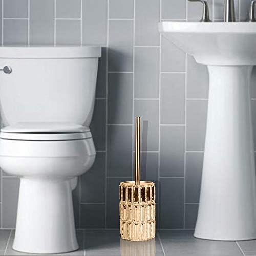 Nu Steel Resin Toilet Brush with Holder Gold Finish