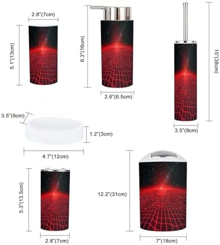 Boho Red Bathroom Accessory Set 6 Piece