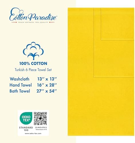 Cotton Paradise 6 Piece Yellow Towel Set 1