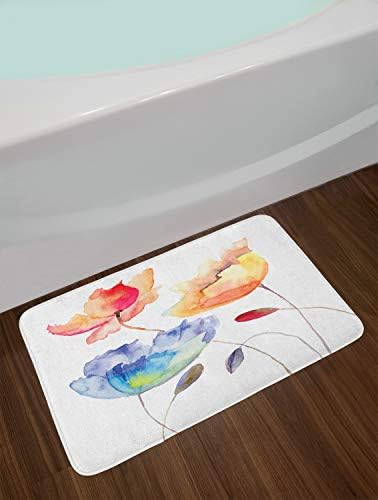 Ambesonne Watercolor Flower Bath Mat - 302 x 20
