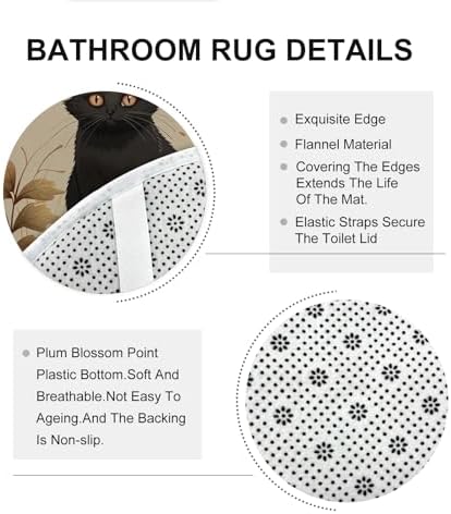 4PCS Fall Cartoon Cat Bath Accessory Set with Non-Slip Rug