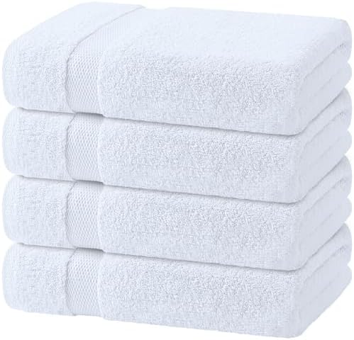 Wealuxe White Bath Towel Set of 4 - 27x54 Inch