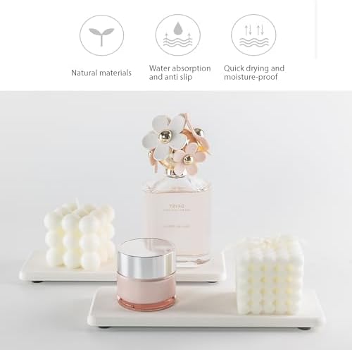 NiuYichee 2 Pcs Water Absorbing Stone Trays White