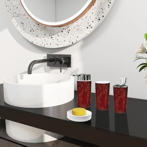 Boho Burgundy Bathroom Accessory Set 6 Piece 1