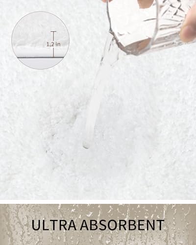 White 17x24 Fluffy Non-Slip Bath Rug