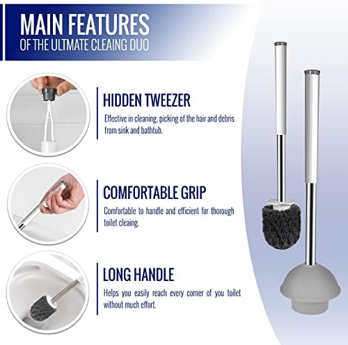 True Fresh Toilet Brush and Plunger Set with Holder Caddy