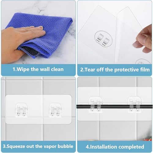 4 Pack Adhesive Hooks for Shower Caddy No Drilling