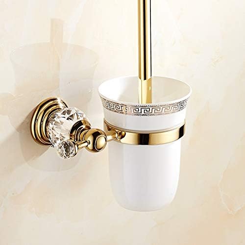 Brass Toilet Brush Holder with Crystal Ceramic Cup