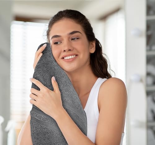 White Classic Wealuxe Grey Bath Towels Set of 4