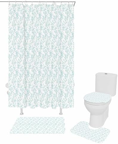 ZOE GARDEN Teal Blue Botanical Bathroom Set