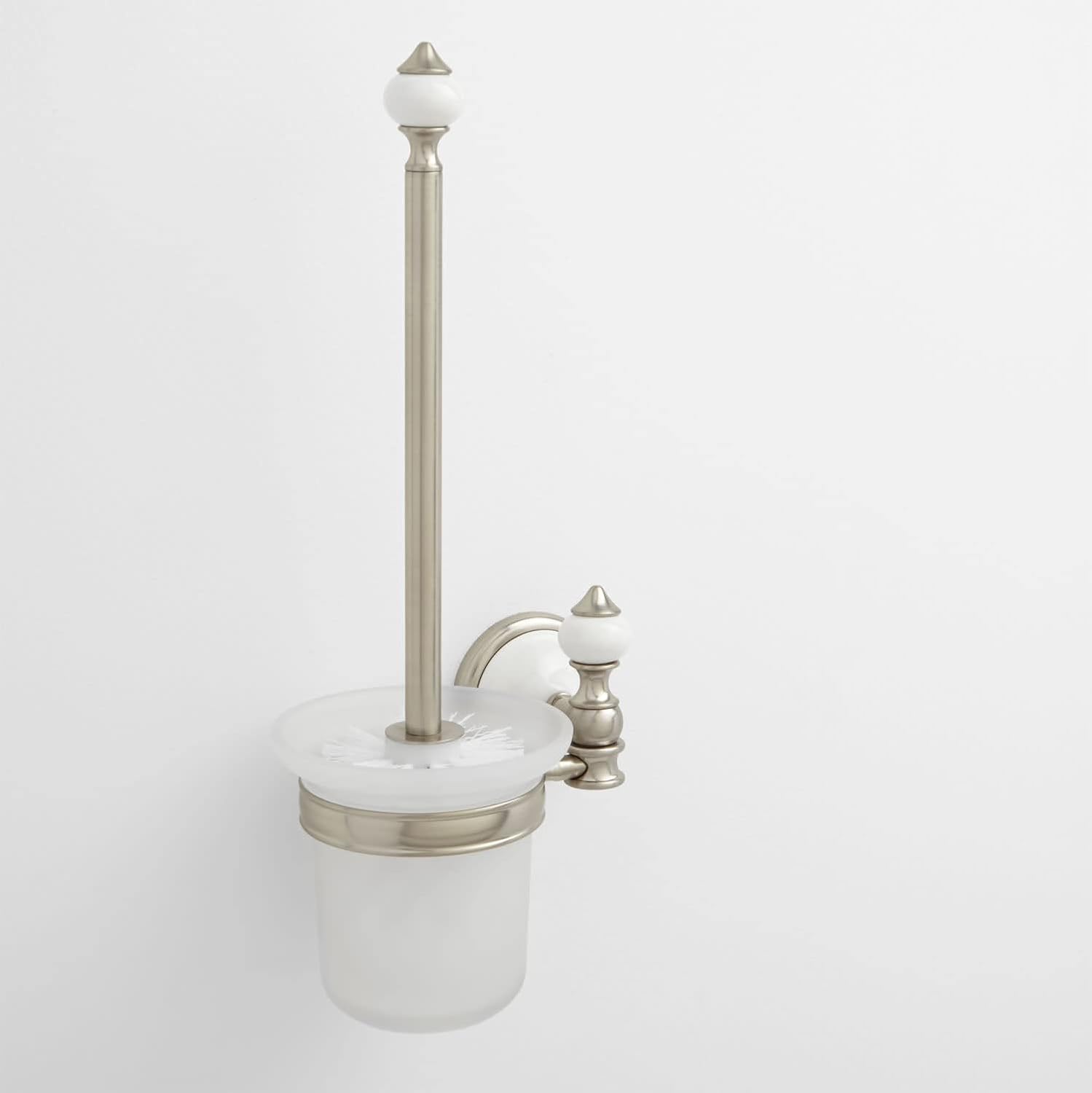 Signature Hardware 413152 Adelaide Wall-Mount Toilet Brush Holder - Brushed Nickel
