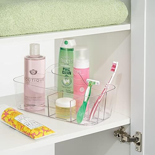 mDesign Clear Plastic Shower Organizer Basket with Handle