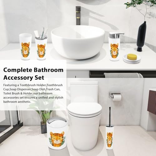 Boho Tiger Bathroom Accessory Set of 6