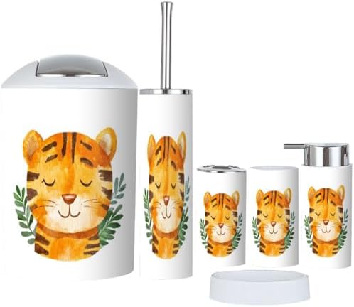 Boho Tiger Bathroom Accessory Set of 6