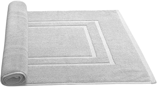 Feather Stitch 2 Piece Bath Mat Set - Silver Birch