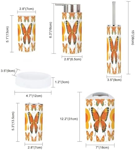 Boho Bathroom Accessories Set 6 Piece Retro Insects Style