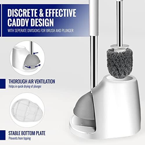 True Fresh Toilet Brush and Plunger Set with Holder Caddy