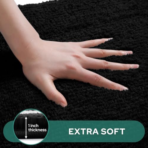 HOMEIDEAS 2-Piece Bath Rug Set Non-Slip Microfiber Mats