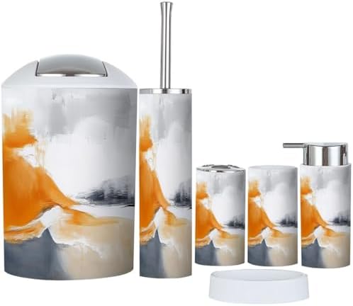 Boho Bathroom Accessory Set 6 Piece Modern Art Design
