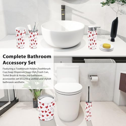 Boho Bathroom Accessory Set 6 Piece Day Red 1