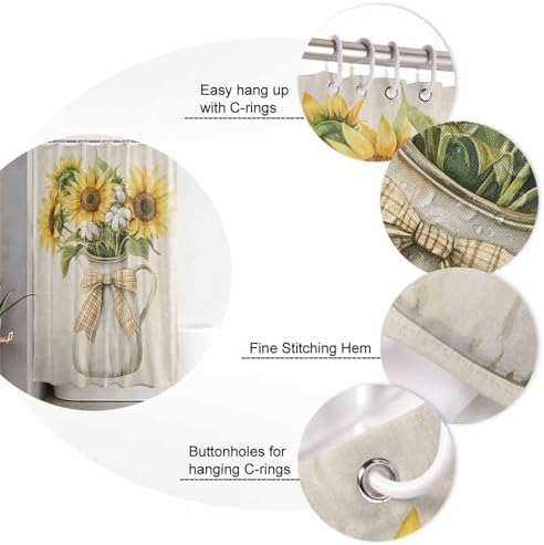 ZOE GARDEN Sunflower Bath Set - Waterproof Curtain Rug Accessories