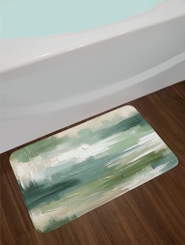 Ambesonne Green Bath Mat with Abstract Print Non Slip Plush